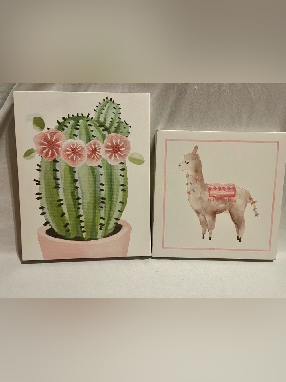 Cute cactus & llama wall art